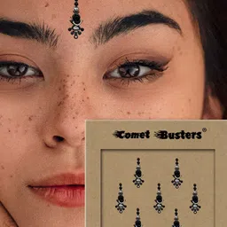 Comet Busters Black Embellished Reusable Designer Bindis - 7 Pcs image 2