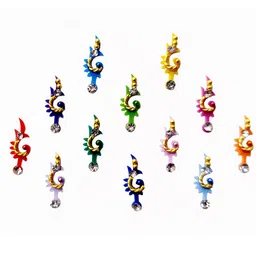 Comet Busters Multicoloured Embellished Handcrafted Beautiful Traditional Bindis - 12 Pcs image 2
