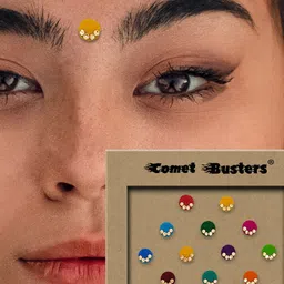 Comet Busters Multicoloured Embellished Reusable Designer Bindis - 14 Pcs image 3