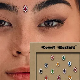 Comet Busters 14 Pcs Embellished Reusable Designer Bindis - Multicoloured image 3