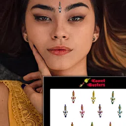 Comet Busters Pack of 10 Multicoloured Traditional Designer Bindis image 3