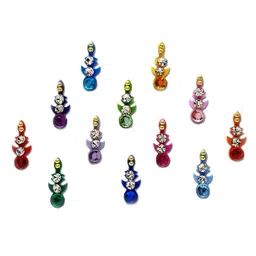 Comet Busters Multicoloured Embellished Handcrafted Beautiful Traditional Bindis - 12 Pcs image 2