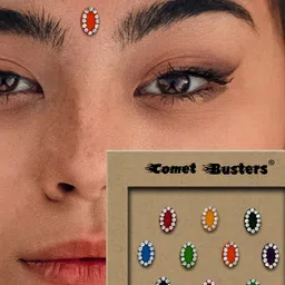 Comet Busters 10 Pcs Embellished Reusable Designer Bindis - Multicoloured image 2