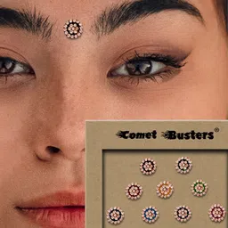 Comet Busters 12 Pcs Embellished Reusable Designer Bindis - Multicoloured image 2
