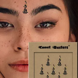 Comet Busters 7 Pcs Embellished Reusable Designer Bindis - Black image 2
