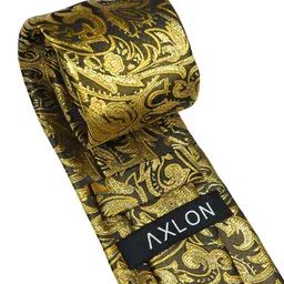 AXLON Set Of 4 Printed Necktie Pocket Square With Cufflink & Flower Pin Accessory Gift Set image 2