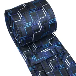 AXLON Men Printed Tie Set With Pocket Square, Cufflink & Flower Pin image 3