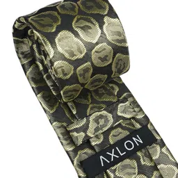 AXLON Men Geometric Design Tie Set With Pocket Square-Cufflink & Flower Pin image 2