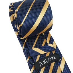 AXLON Men Printed Tie Set With Pocket Square, Cufflink & Flower Pin image 3