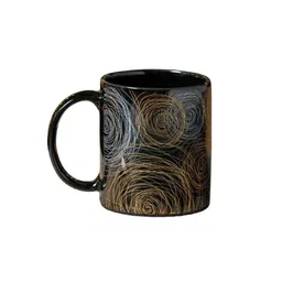 CLAY CRAFT Black & Brown 2Pcs Printed Ceramic Glossy Mugs Set Of Cups & Mugs 350Ml Each image 3