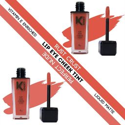 KINDED Set of 2 Lip Eye Cheek Tint with Vitamin E - Rust Crust 05 & Perfect Nude 10-24