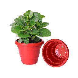 Kuber Industries Set Of 5 Red Solid Large Plastic Planters With Drainage Hole image 3