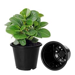 Kuber Industries Pack of 5 Black Solid Plastic Planters With Drainage Hole image 3