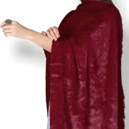 Solid Acrylic Women Maroon Stole-image-6