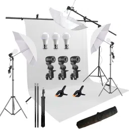Hiffin ®White Screen Backdrop 6x9+9 ft Stand - 6x9 ft Backdrop White Reflector Umbrella-7