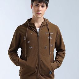 Flying Machine Men Embroidered Hooded Cotton Sweatshirt-image-111
