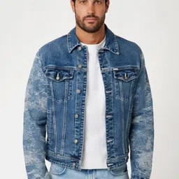 GUESS Dillion Men Washed Cotton Denim Jacket With Patchwork-29