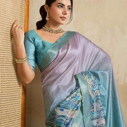 TASRIKA Kalamkari Woven Design Zari Saree-picture-22