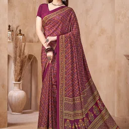 LeeliPeeri Designer Floral Print Poly Crepe Saree-image-33