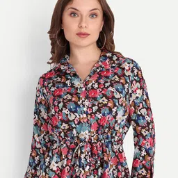 Chemistry Women Floral Printed Tie-Ups Shirt Collar Cotton Shirt Style Top-picture-24