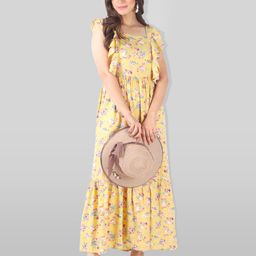DressBerry Floral Print Off-Shoulder Flutter Sleeve Maxi Dress-picture-2