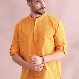 FILORI Band Collar Pure Cotton Straight Short Kurta-picture-40