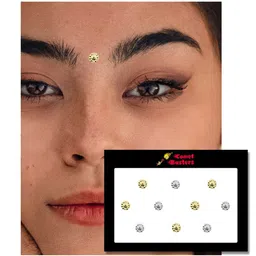 Comet Busters 10 Pcs Reusable Designer Bindis - Gold-Toned & Silver-Toned image 3