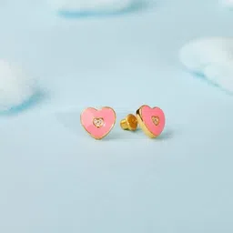 GIVA Kids 925 Silver Gold-Plated Heart Shaped Zircon Studded Studs-70