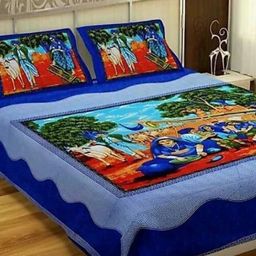 Aura Blue & Red Printed 144 TC Queen Bedsheet Set- 2.10 m X 2.30 m-image-97