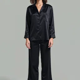 DEHMAN Lapel Collar Pure Silk Shirt With Pyjama-image-88