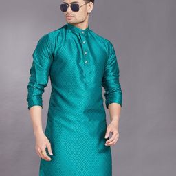 PulseIQ Men Thread Work Jacquard Kurta-image-74