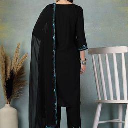 Clora Creation Floral Embroidered Aari Work Kurta With Palazzos & Dupatta image 3