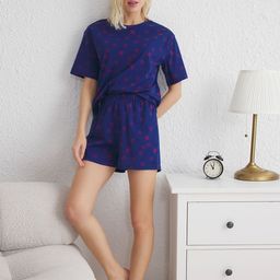 Trendyol Women Printed Pure Cotton T-shirt & Shorts Night suit-image-29