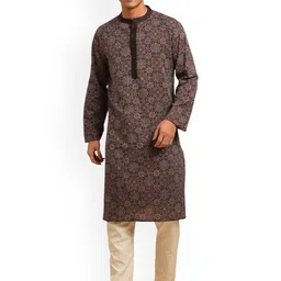 Arch element Men Geometric Printed Flared Sleeves Thread Work Kurta-picture-58