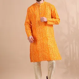 FILORI Men Bandhani Printed Flared Sleeves Kurta-picture-2