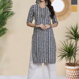 HERE&NOW Women Pack Of 3 Geometric Printed Straight Kurtas-image-30