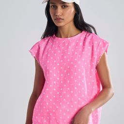 Terra Luna Women Printed V-Neck Extended Sleeves Linen Pockets T-shirt-40