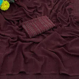 K 5 Fashion Striped Embroidered Pure Chiffon Saree-picture-30