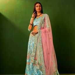 DEVATITHI Embroidered Thread Work Satin Semi-Stitched Lehenga & Blouse With Dupatta-20