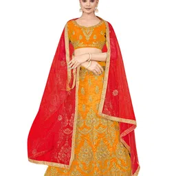 Maroosh Embellished Thread Work Unstitched Lehenga & Blouse With Dupatta-picture-4