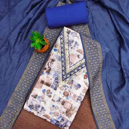 MANVAA Abstract printed Sequinned Unstitched Dress Material-18