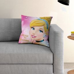 Disney Blue & Pink Printed Square Shaped Pre-Filled Cushion With Cover-5