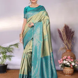 Shriyangan Ethnic Motifs Woven Design Zari Pure Silk Kanjeevaram Saree-image-18
