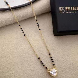 BELLEZA JEWELS Gold-Plated Artificial Stones Studded & Beaded Mangalsutra-58