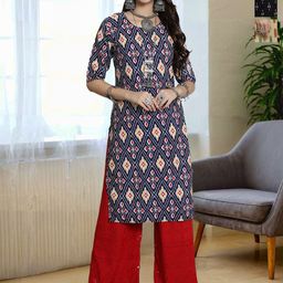 Selection Of 3 Floral Printed Round Neck Straight Kurtas-13