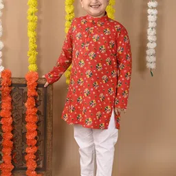 Sangria Boys Patola Printed Pure Cotton Kurti with Trousers-picture-35