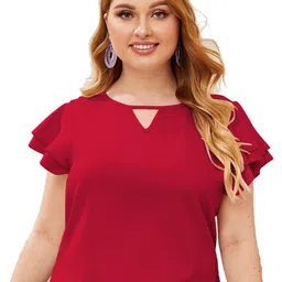 DressBerry Keyhole Neck Flutter Sleeve Crop Top-14