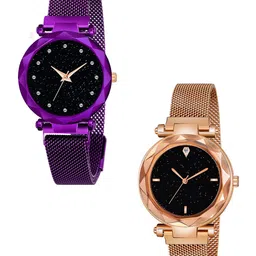 CSAMON Women pack of 2 Analogue Watch GR_379_Purple_12_RoseGold_4_Figar-Multi-image-31