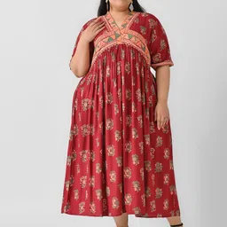 Shape of me by Rustorange Ethnic Motifs Printed A-Line Midi Dress-58
