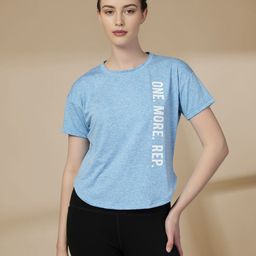 metronaut Typography Women Round Neck Polyester Blue T-Shirt-picture-11